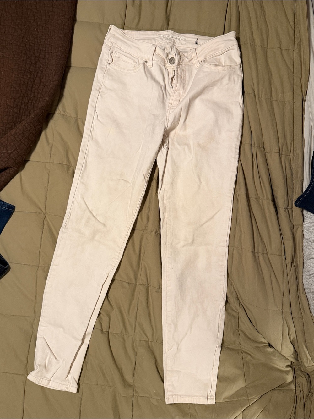 Women's Skinny Jeans size 10 Cream - Stretch High-Rise boyfriend Jean
